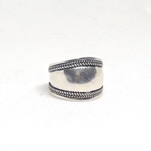 Dome Bali Wide Statement Sterling Silver Band Ring: Handmade Amazigh Tribal Jewelry