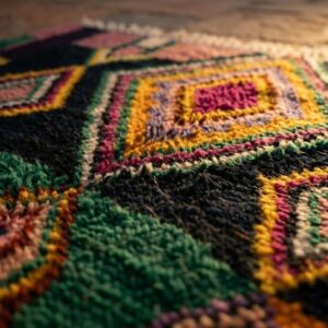 Hand-Knotted Wool Shag Rug, Jewel Tone Amazigh Beni Ourain Carpet