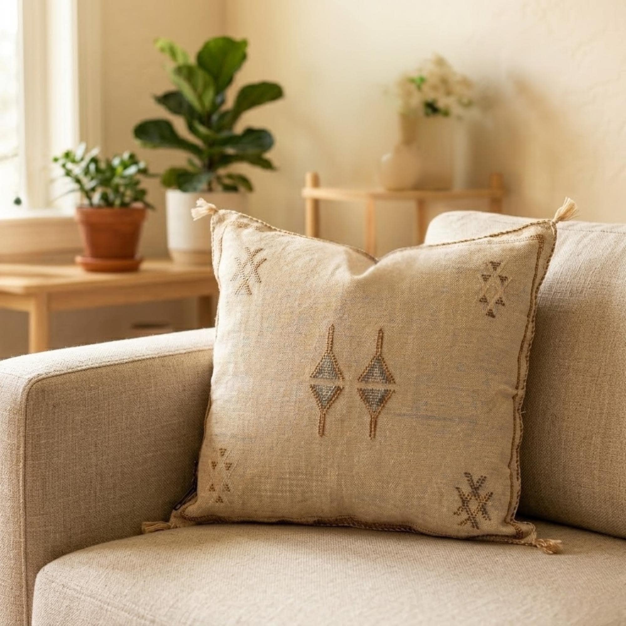 Berber Beige Cactus Pillow