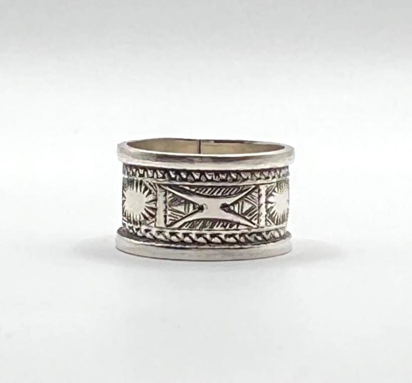 Handmade Sterling Silver Tuareg Ring: Berber Tribal Jewelry, Size 9 US