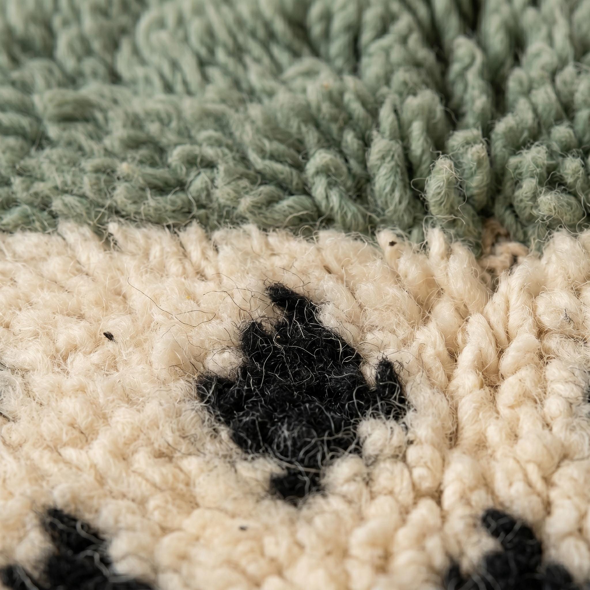 Boujaad Rug - Sage Green Ivory Wool Rug - Handmade Color Block Dot Rug - Modern Area Rug - Berber Carpet - Multiple Sizes