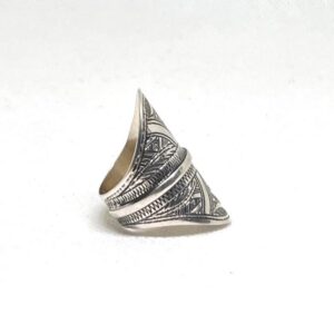Berber Sterling Silver Ring: Engraved Tuareg Tribal Jewelry, Size 9