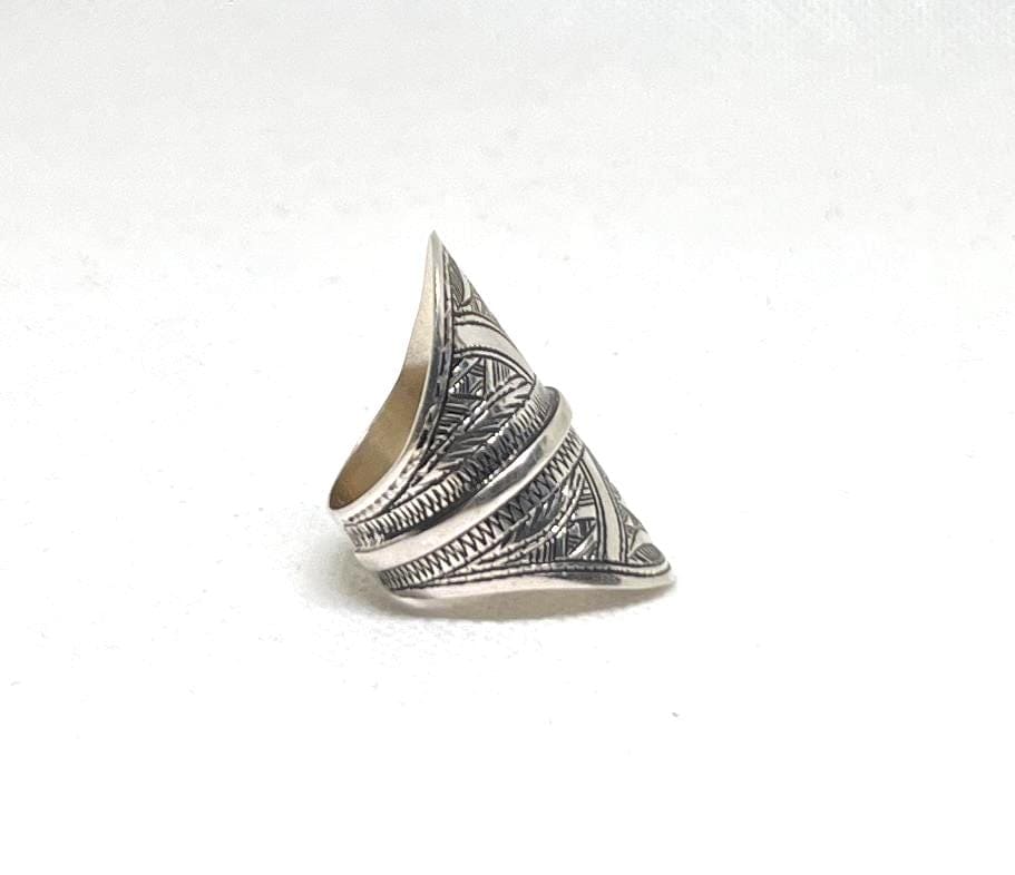 Berber Sterling Silver Ring: Engraved Tuareg Tribal Jewelry, Size 9
