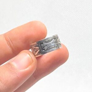 Handmade Sterling Silver Tuareg Cross Ring: Engraved Berber Ethnic Tribal Jewelry