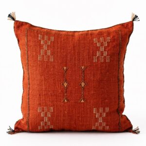 Berber Burnt Orange Cactus Silk Handmade Sabra Pillow