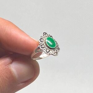 Amazigh Silver Ring Engagement Tourmaline Onyx For Women: Ethnic Tibetan Sterling Boho Tribal Jewelry