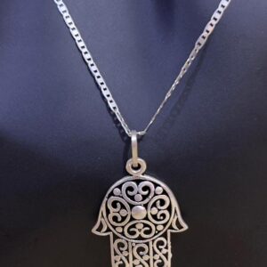 Sterling Silver Hamsa Hand Necklace: Berber Judaica Pendant