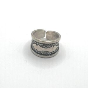 Tuareg Sterling Silver Amazigh Ring - Ethnic Engraved Berber Tribal African Boho (Size 56 FR)