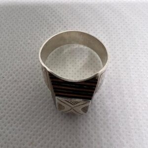 Handmade Sterling Silver Tuareg Ring: Ebony Inlay, Berber Tribal Jewelry