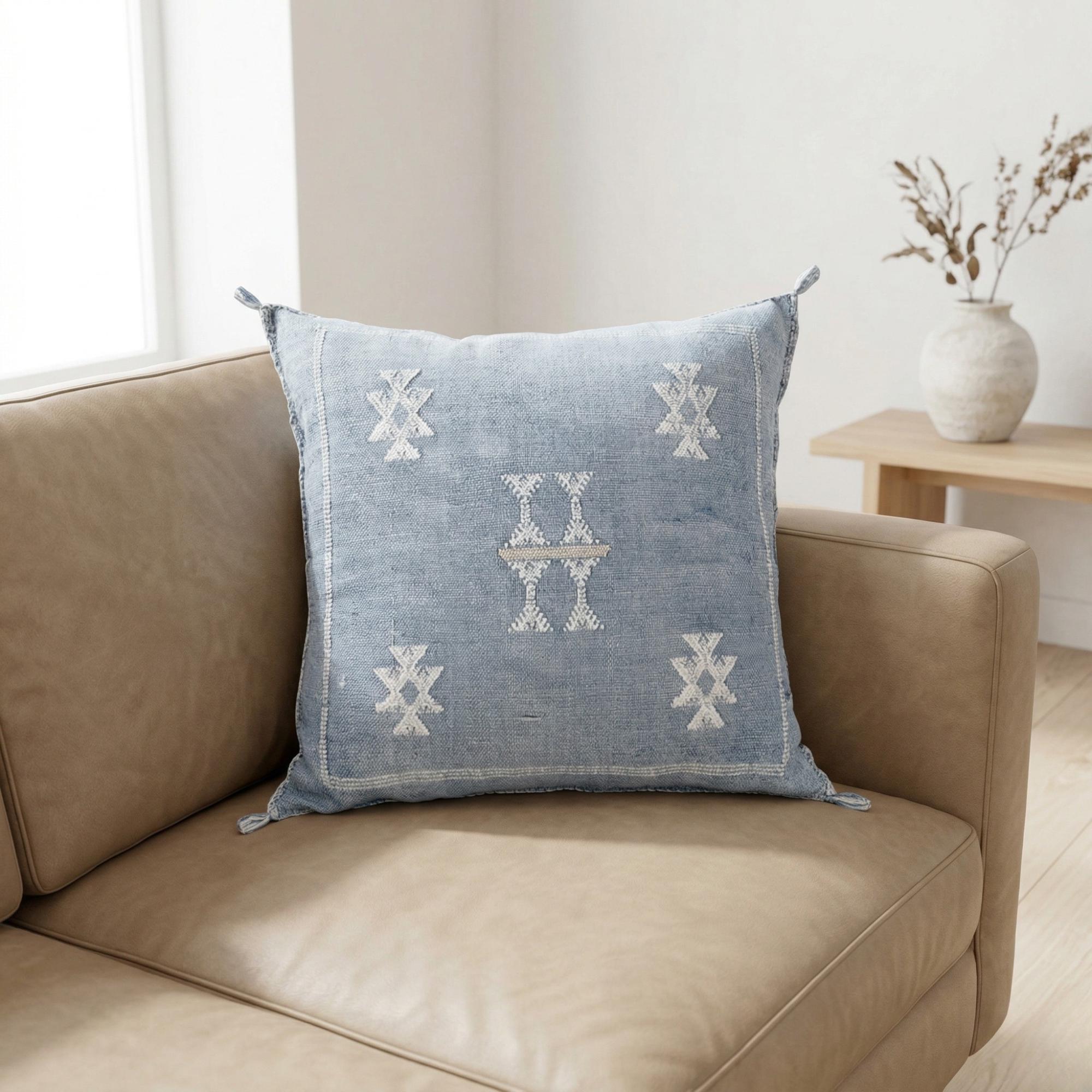 Berber Cactus Silk Cover 20x20 Blue Jeans Pillow