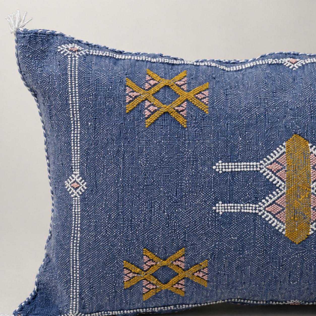Amazigh Cactus Silk Cover 12x20 Handmade Lumbar Pillow
