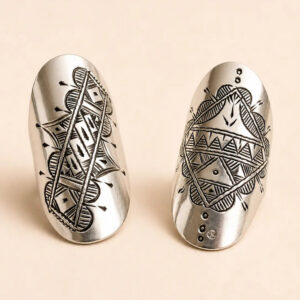 Amazigh Berber Silver Ring – Tanfust Geometric Shield Design