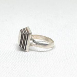 Handmade Tuareg Sterling Silver Ring: Vintage Ebony Inlay, Size 9 / 59 / 60 EU