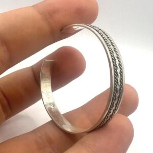 Engraved Sterling Silver Baby Bangle, Spiral Boho Cuff Bracelet, Adjustable Kids Jewelry