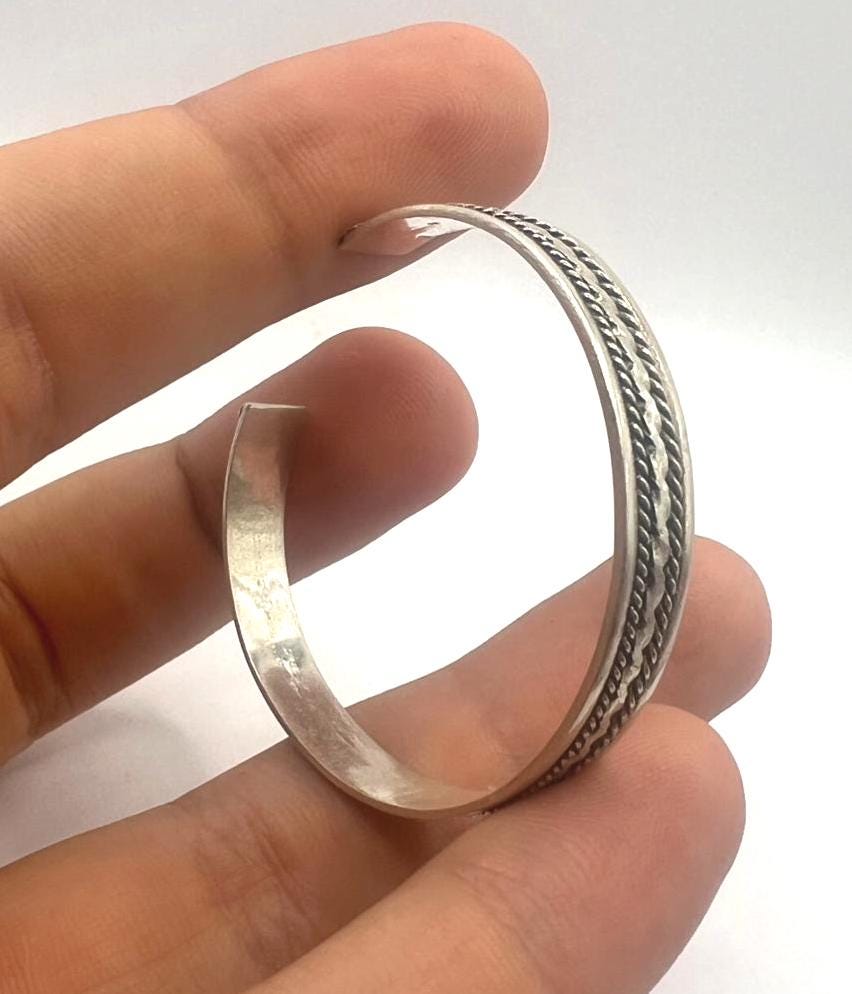 Engraved Sterling Silver Baby Bangle, Spiral Boho Cuff Bracelet, Adjustable Kids Jewelry