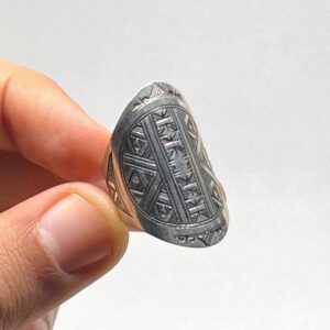 Berber Sterling Silver Ring: Tuareg Engraved Tuareg Tribal Jewelry, Size 11 US
