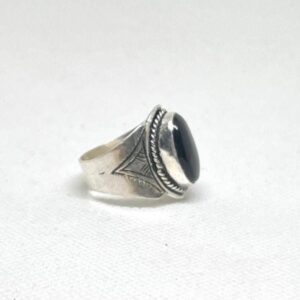 Handmade Sterling Silver Onyx Ring: Tuareg Berber Jewelry, Size 8