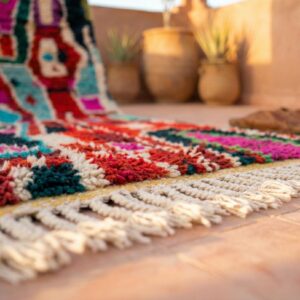 Hand-knotted Beni Ourain Wool Rug, Vibrant Berber Carpet, Maximalist Boho Decor