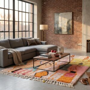 Berber Boujaad Rug Peach Pink Abstract