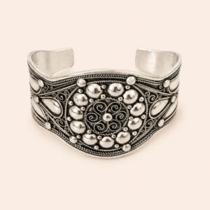 Amazigh Silver Bracelet – Kahina Queen Emblem Cuff Design