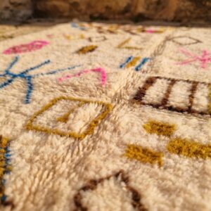 Handmade Berber Carpet Ivory & Multicolor