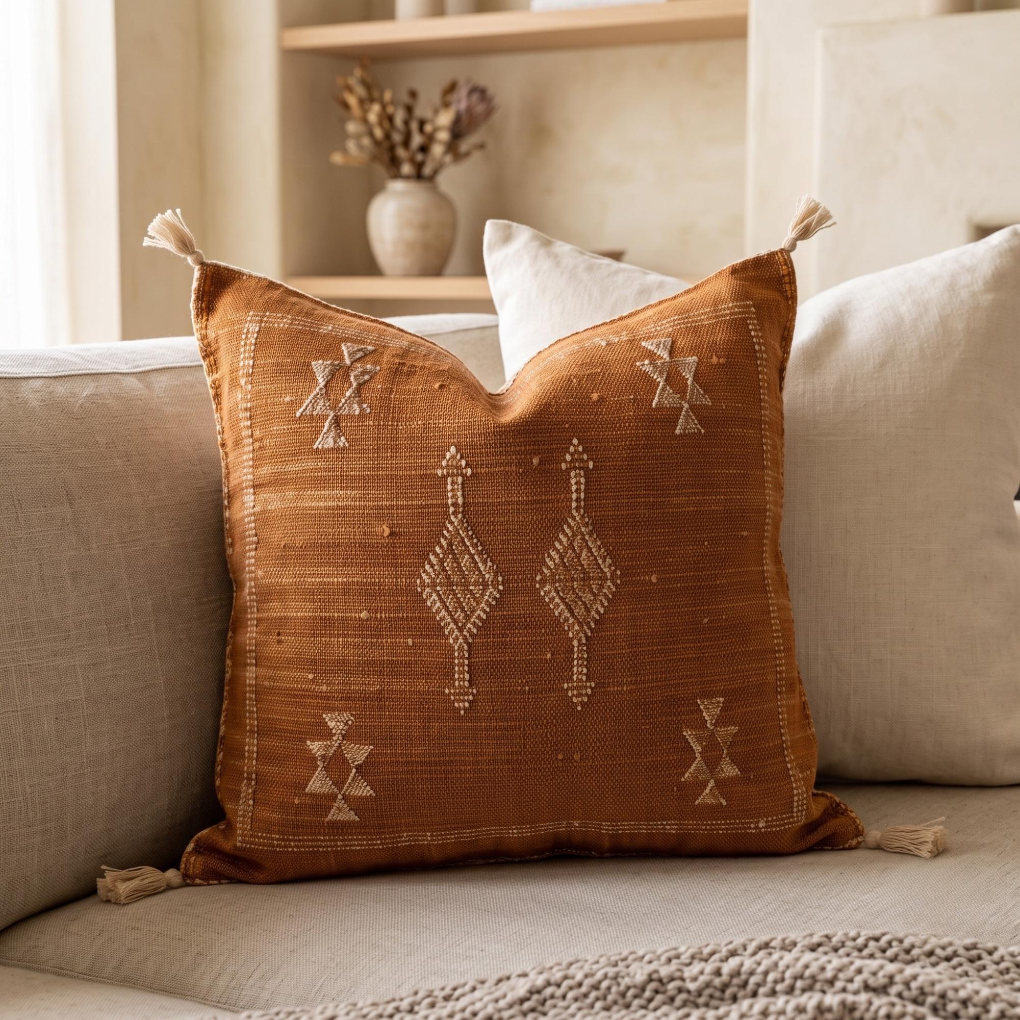 Berber Cactus Silk Handmade Sabra Cushion Cover Pillow