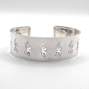 Yaz Z Sterling Silver Berber Symbol Tifinagh Bangle Bracelet: Handmade Amazigh Tribal Bangle