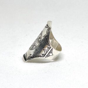 Handmade Berber Sterling Silver Ring: Tuareg African Long Engraved Tribal Ethnic Boho Jewelry