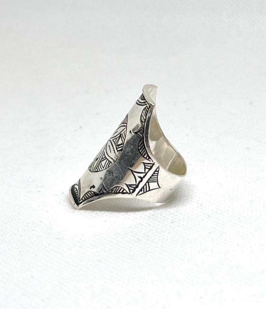 Handmade Berber Sterling Silver Ring: Tuareg African Long Engraved Tribal Ethnic Boho Jewelry