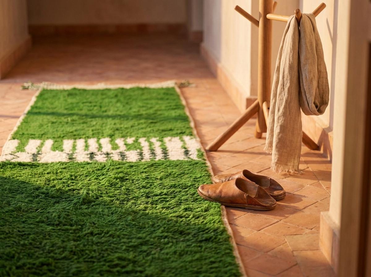 Berber Green Hallway Rug