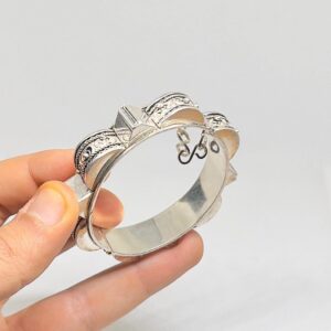 Berber Bracelet Pyramids Silver Cuff: Berber Bangle Handmade Ethnic African Engraved Tribal Jewelry