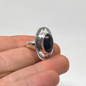 Handmade Sterling Silver Onyx Ring: Tuareg Berber Jewelry, Size 6.5