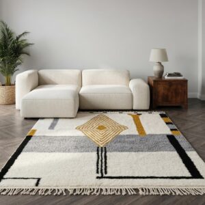 Authentic Beni Ourain Rug - Soft wool area rug, Handmade Berber rug, Morrocan rug, Neutral shag rug, Boho rug for living room