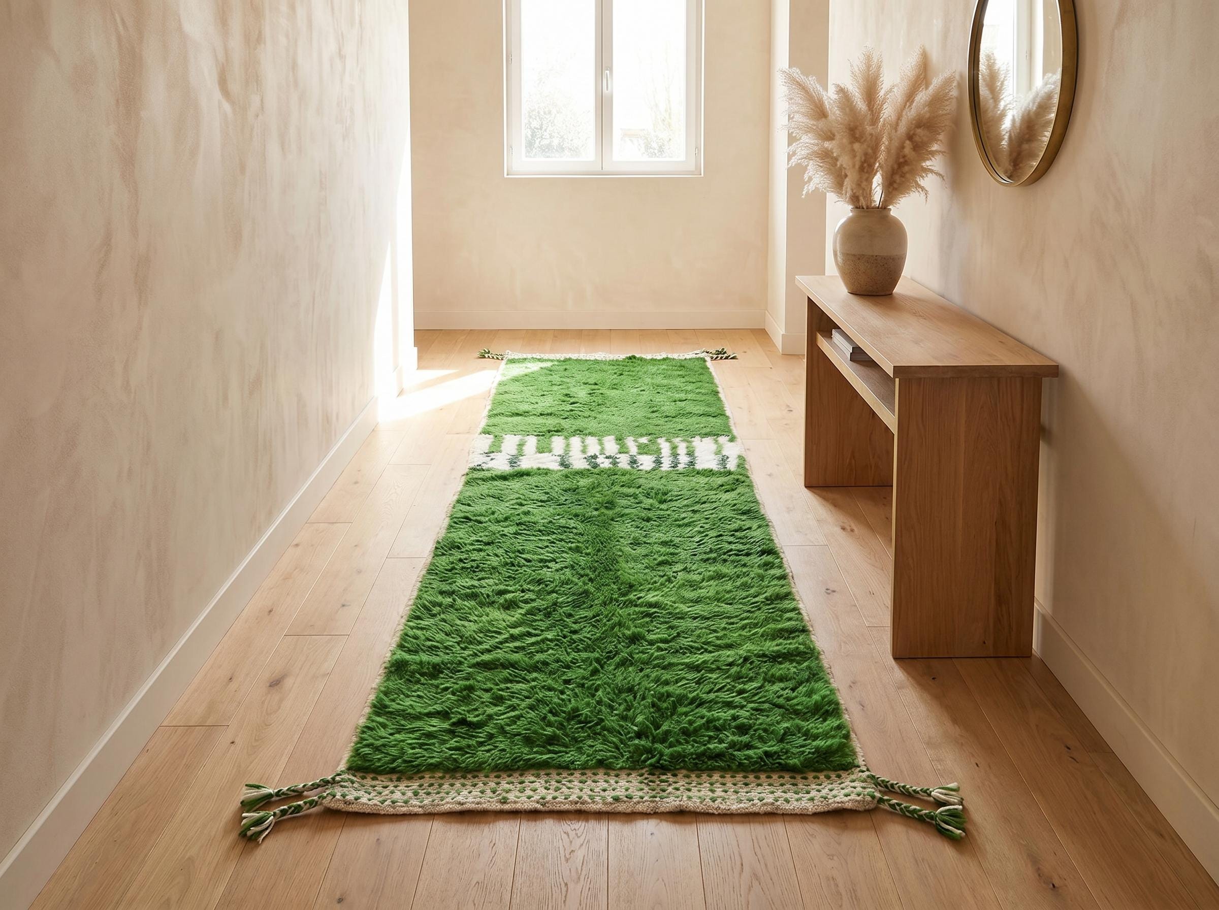 Berber Green Hallway Rug