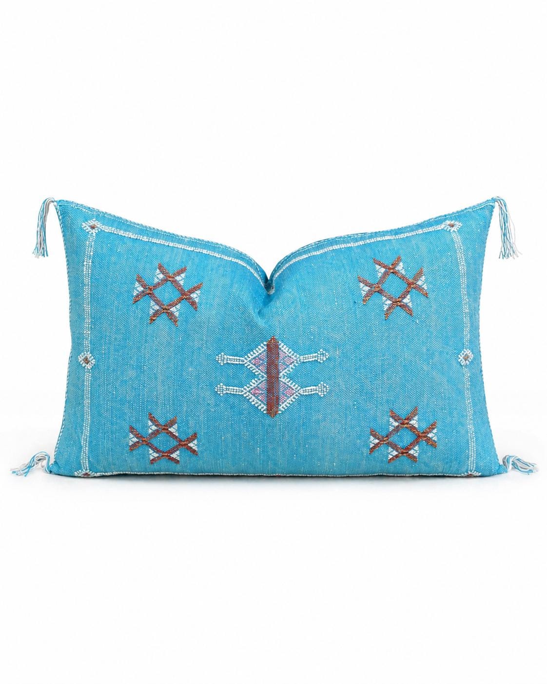 Amazigh Cactus Silk Cover 12x20 Handmade Lumbar Pillow