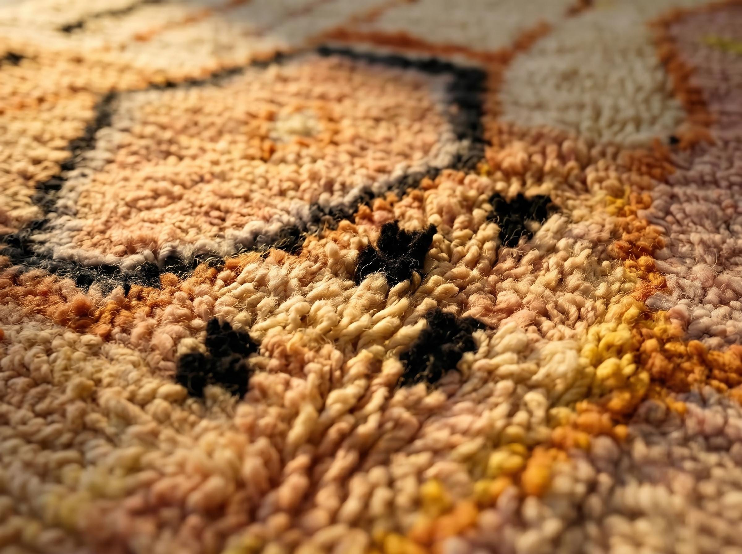 Berber Boujaad Rug Peach Pink Abstract