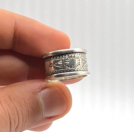 Handmade Sterling Silver Tuareg Ring: Berber Tribal Jewelry, Size 9 US