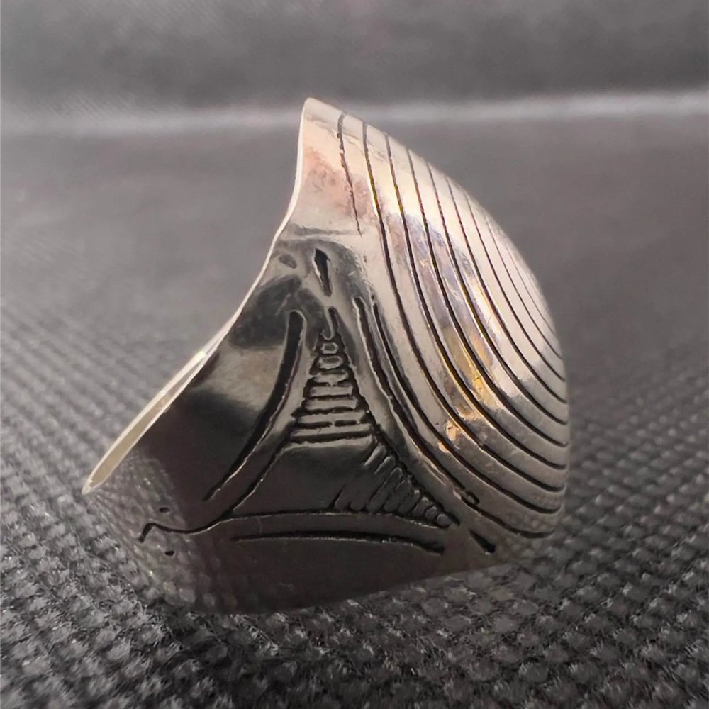 Handmade Sterling Silver Berber Ring: Spiral Engraved Tribal Jewellery, Size 8
