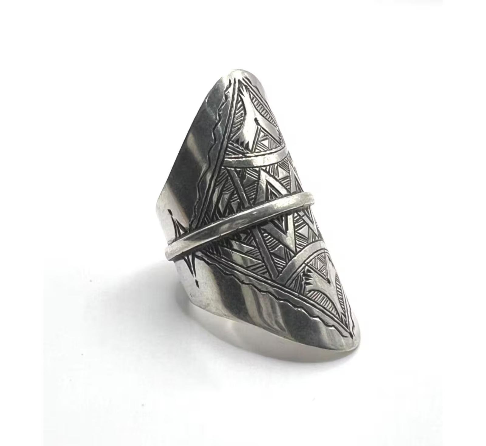 Handmade Sterling Silver Berber Ring: Tribal Tuareg Jewelry, Size 65 FR / 11 US