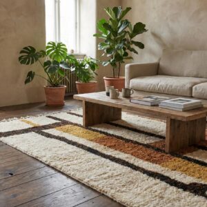 Hand-Knotted Beni Ourain Rug - Authentic Berber Wool, Shag Tribal Carpet