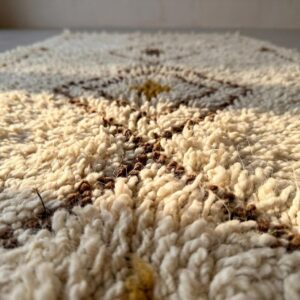Beni Ourain Runner Rug, Berber Hallway Carpet, Cream and Brown Tribal Shag, Modern Minimalist Entryway Decor, Custom Size