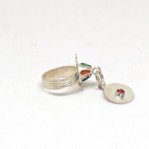Berber Enamel Silver Plated Ring: Tribal Jewelry