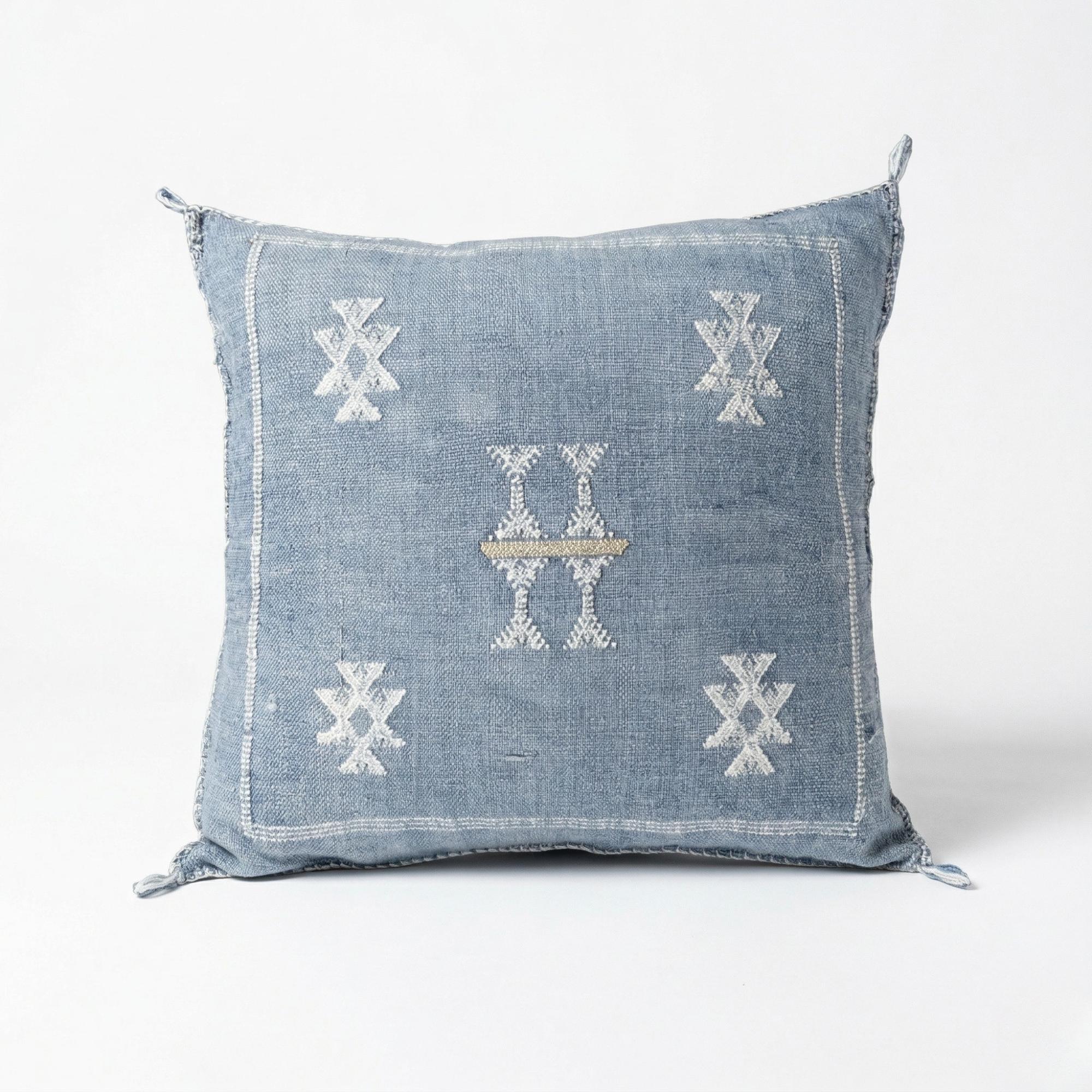 Berber Cactus Silk Cover 20x20 Blue Jeans Pillow