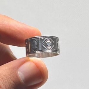 Handmade Sterling Silver Tuareg Cross Ring: Engraved Berber Ethnic Tribal Jewelry