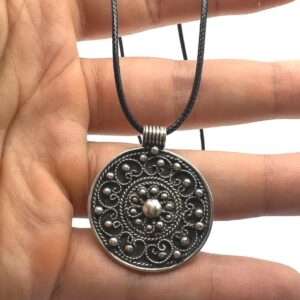 Berber Amulet Sterling Silver Pendant Necklace: Tuareg Cross Spiral Balls