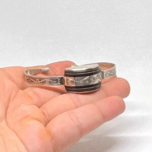 Tuareg Sterling Silver Ebony Wood Bracelet: African Berber Bohemian Ethnic Gypsy Bangle Jewelry