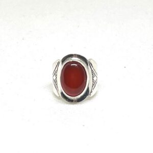 Tuareg Handmade Sterling Silver Carnelian Ring: Berber Tribal Jewelry, Size 7 US
