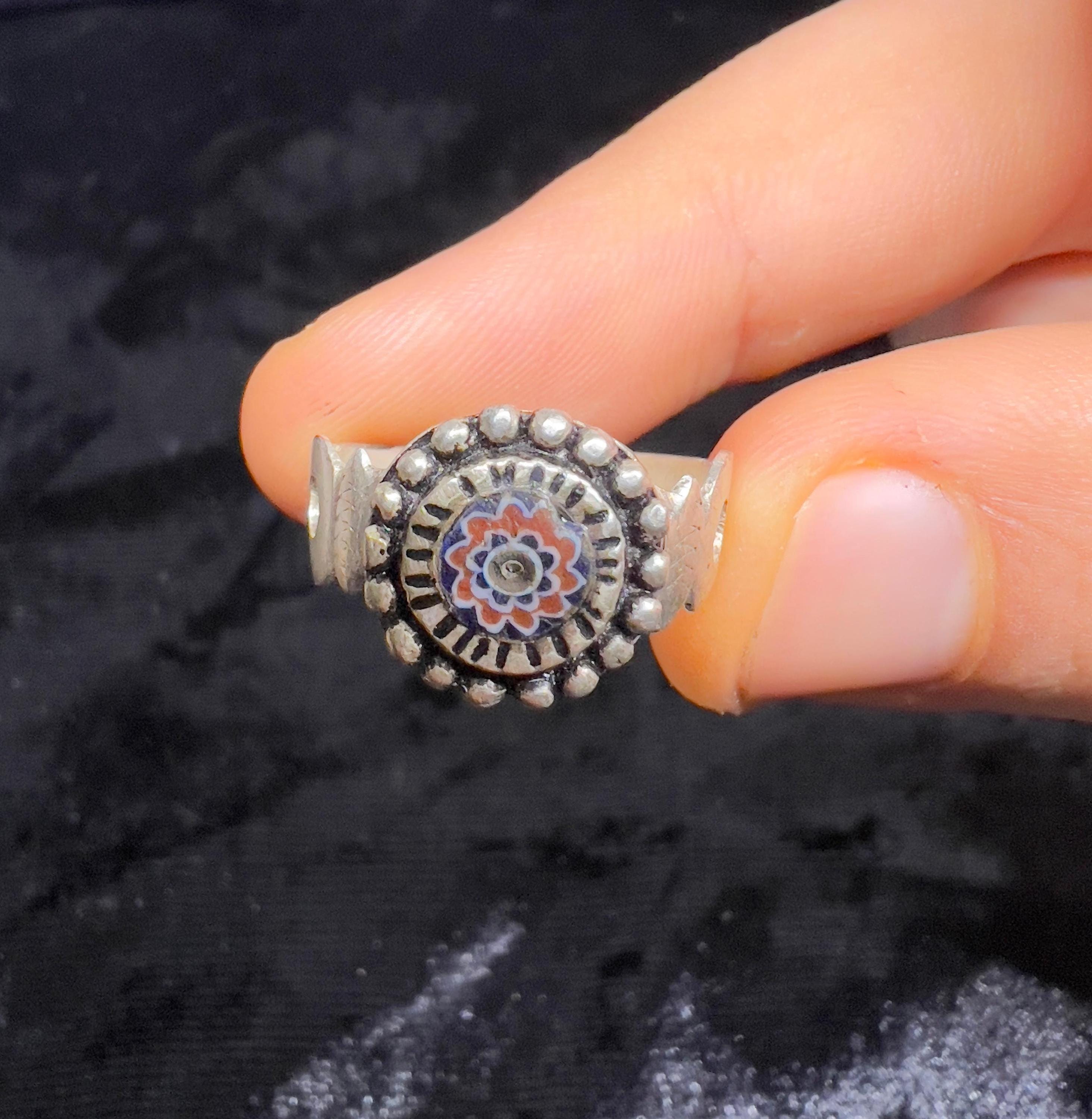 Handmade Berber Sterling Silver Ring: African Tribal Rosetta Bead