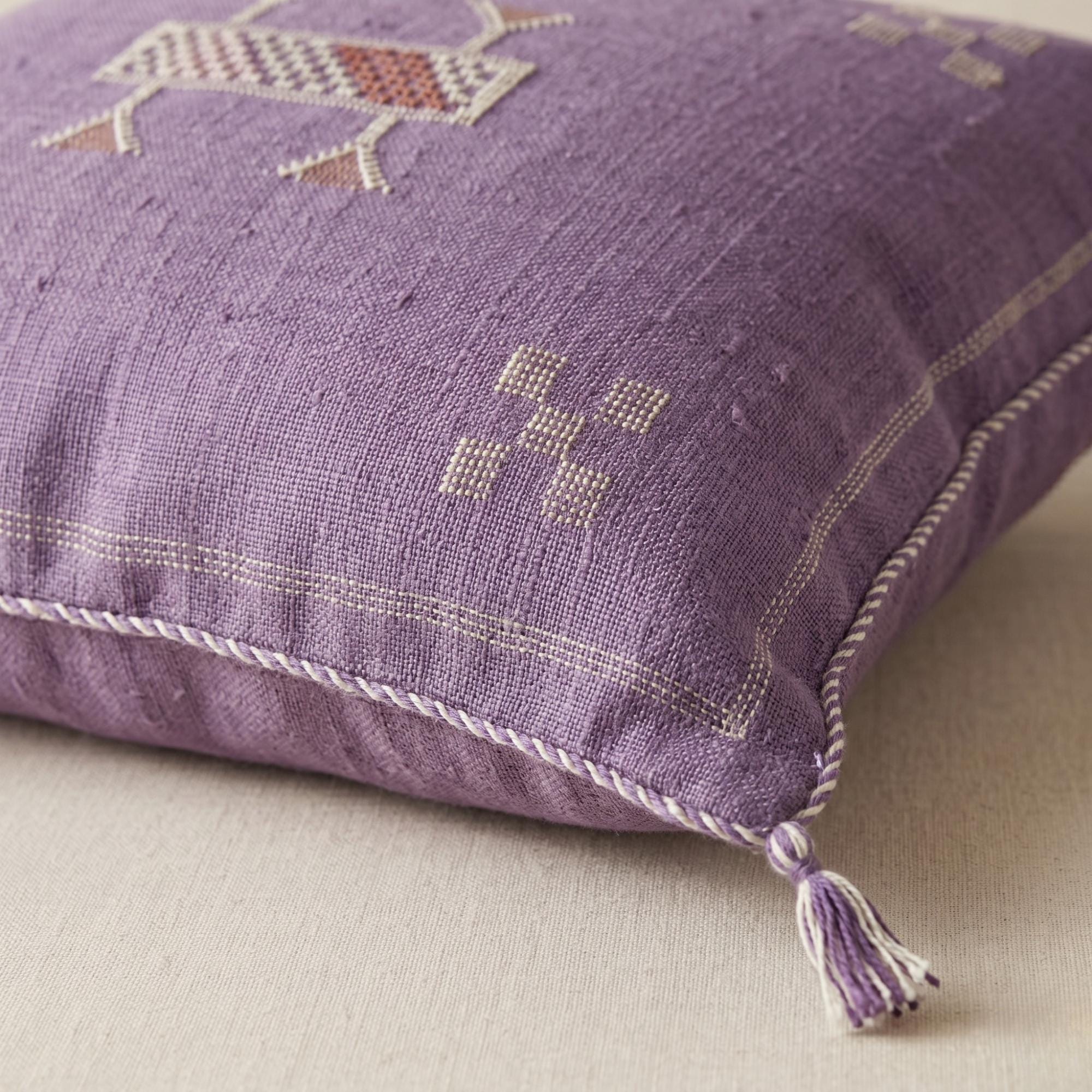 Berber Violet Cactus Silk Handmade Sabra Cushion Pillow