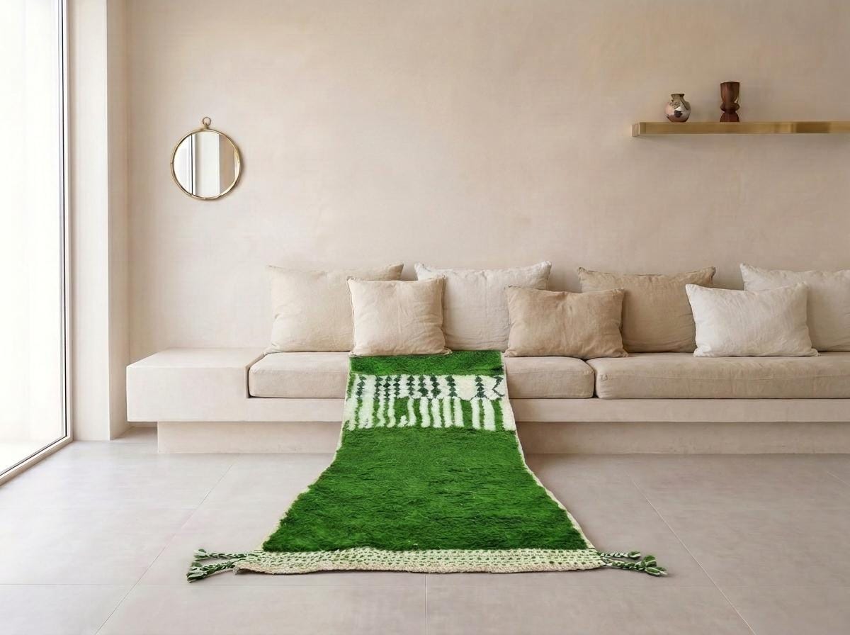 Berber Green Hallway Rug